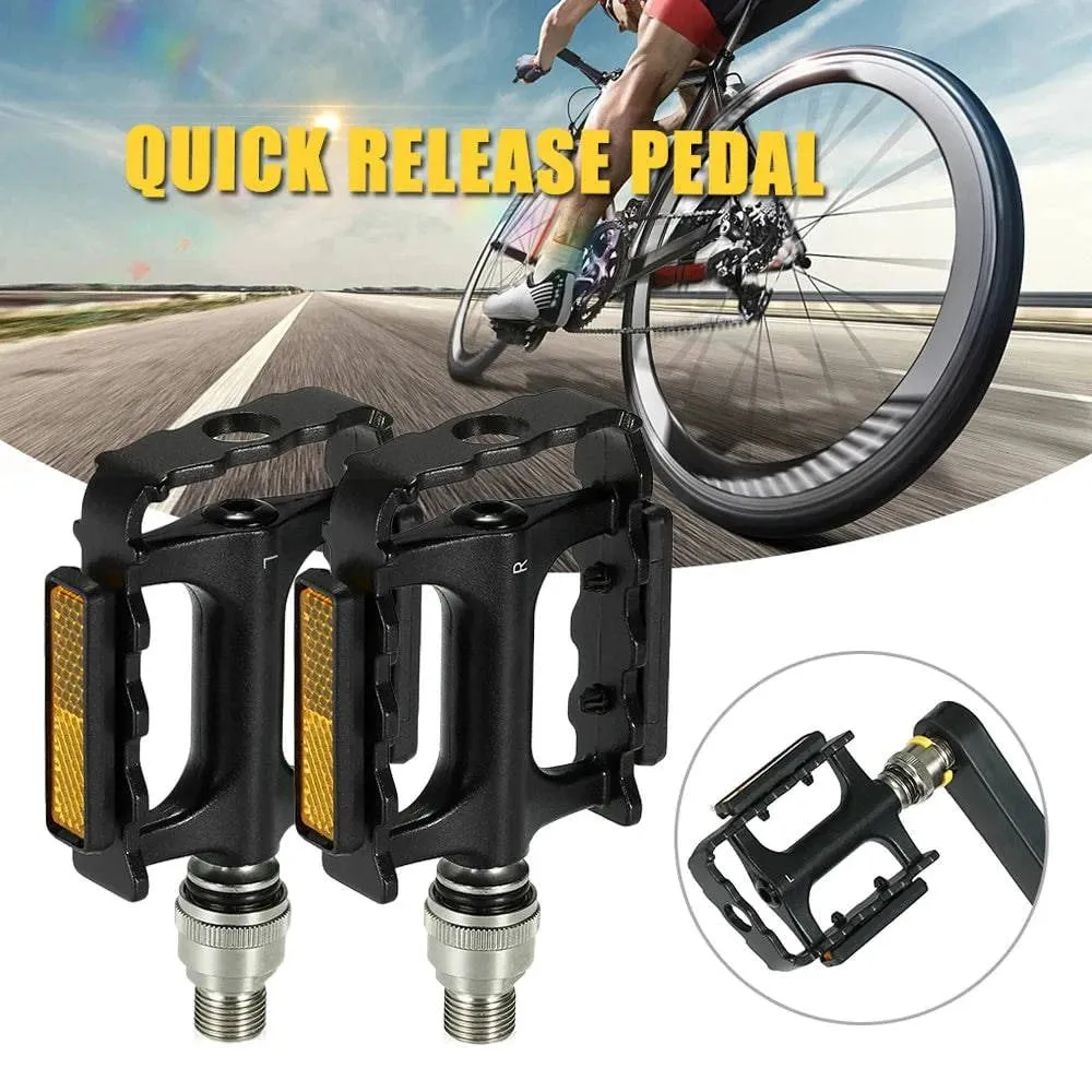 1 Pair Bike Quick Release Pedals MTB Bike Bicycle Cycling Platform Pedal with Pedal Extender Adapter For Outdoor Cycling