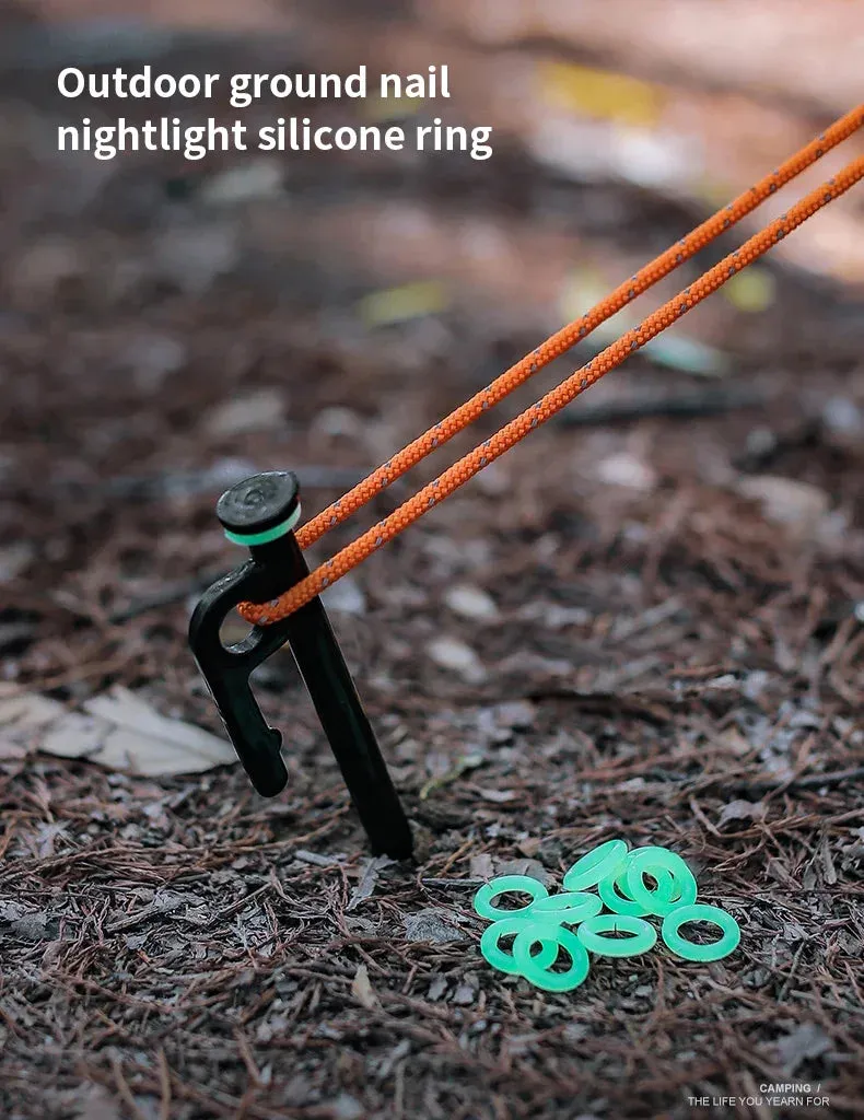 10/50/100pcs Outdoor Ground Nail Luminous Ring Silicone Rubber O-ring Warning Ring For Camping Tent Nail Accessories