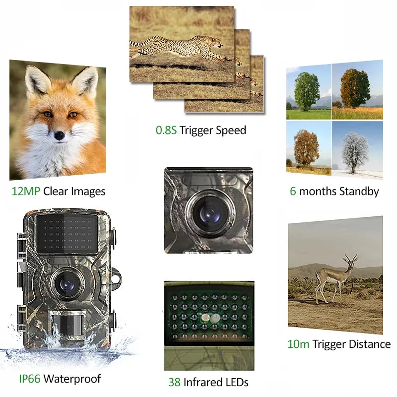 12MP 1080P Trail Hunting Camera Wildcamera Wild Surveillance 2''  TFT Night Vision Wildlife Scouting Cameras Photo Traps Track