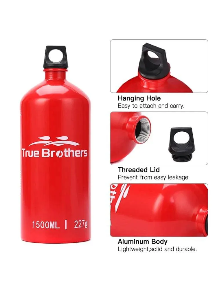 1.5L Aluminum Oil Fuel Bottle Alcohol Liquid Gas Oil Container for Camping Hiking Backpacking Picnic Backpacking Outdoor Cooking