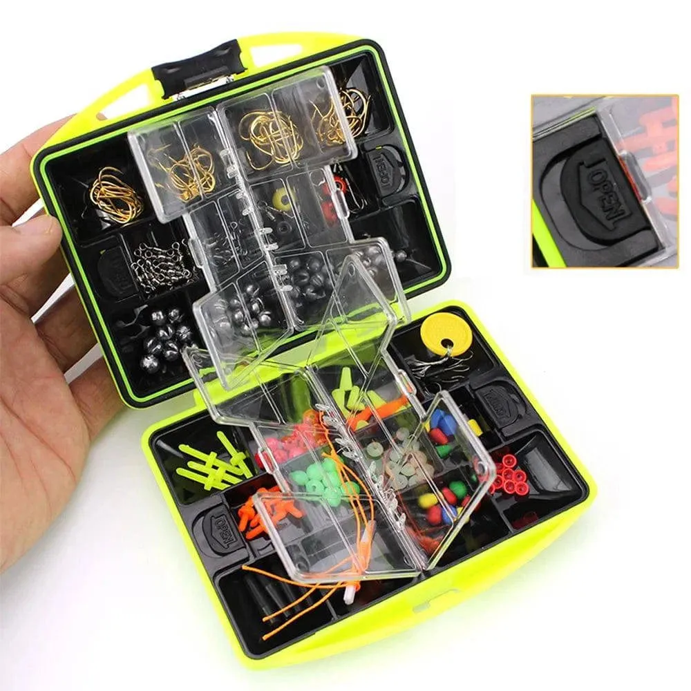 184pcs/Set Fishing Accessories Kit Outdoor Fishing Supplies Including Hook Sinker Weights Fishing Line Beads with Tackle Box