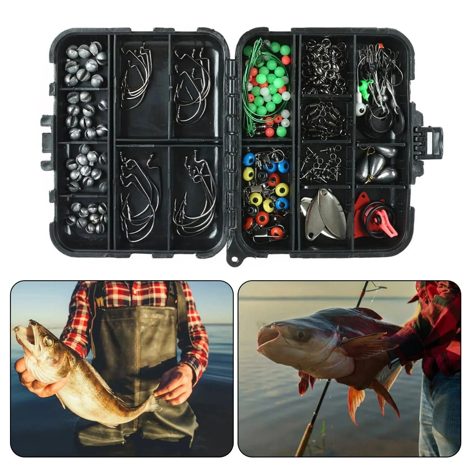 188pcs Fishing Accessories Kit with Tackle Box Pliers Jig Hooks Swivels Snaps Sinker Sliders Beads For Outdoor Fishing