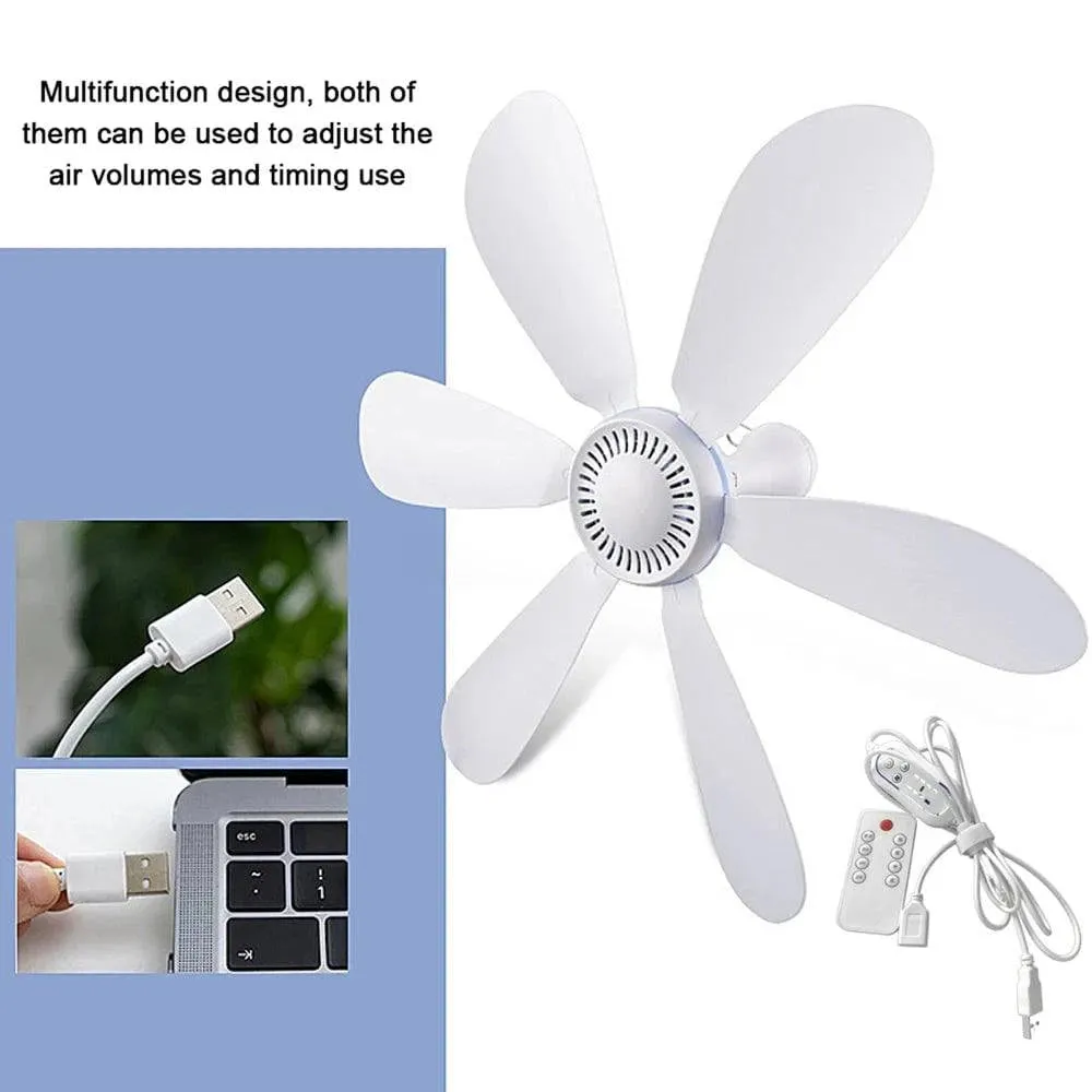 2022 New Ceiling Fan 6 Leaves 5V USB Camping Tent Air Cooler Multifunctional Fly Repellent for Outdoor Hiking Travel Equipment