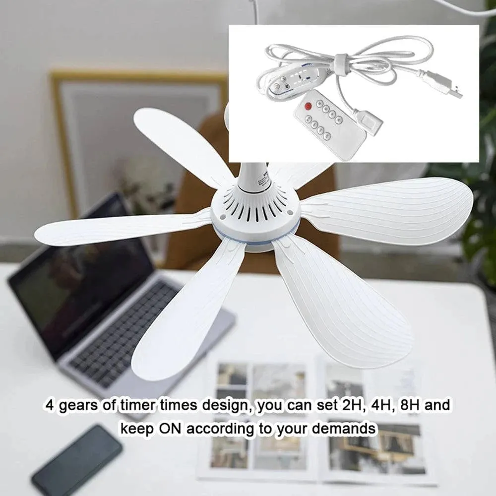 2022 New Ceiling Fan 6 Leaves 5V USB Camping Tent Air Cooler Multifunctional Fly Repellent for Outdoor Hiking Travel Equipment