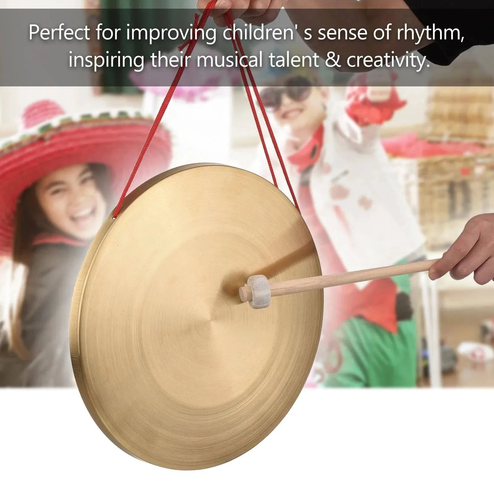 22cm/30cm Hand Gong Cymbals Brass Copper Gong Chapel Opera Percussion Instrument with Round Play Hammer