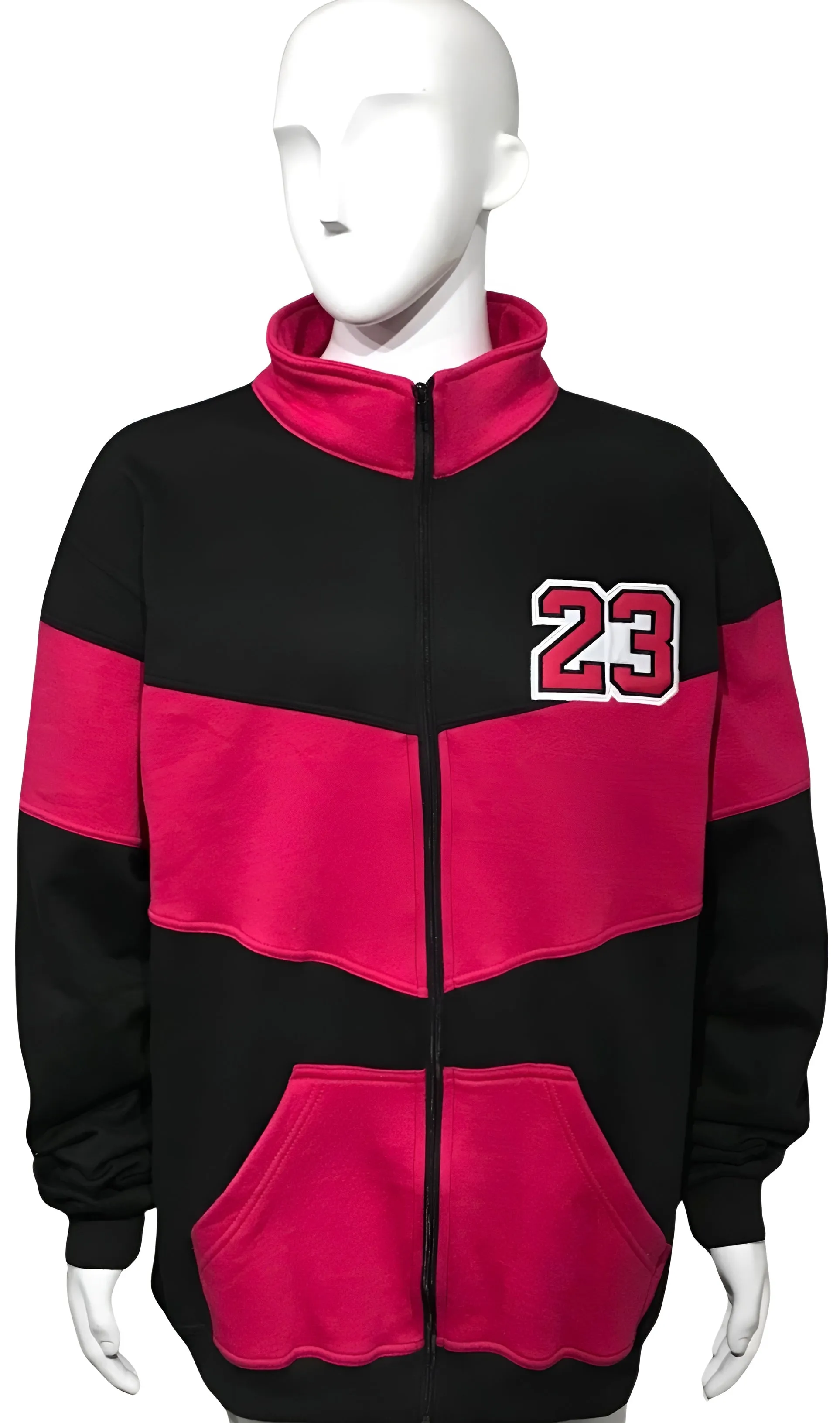 ^23^ (BLACK-HOT PINK) ZIP UP TRACK JACKETS (CUT & SEW) (UNISEX)