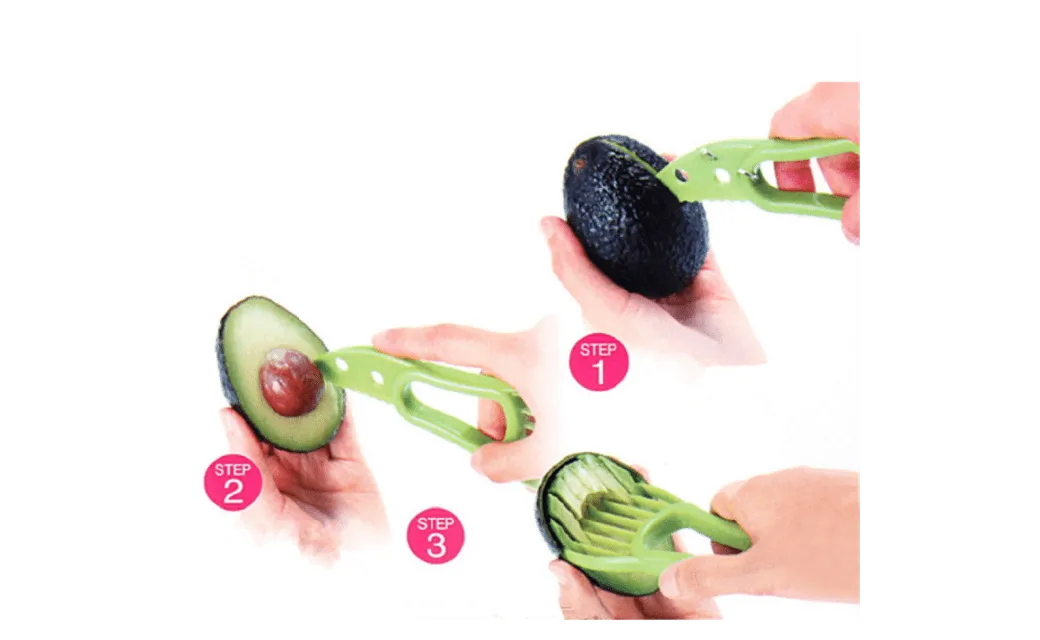 3-in-1 Avocado Slicer Multi-functional Fruit Cutter Knife Corer Pulp Separator