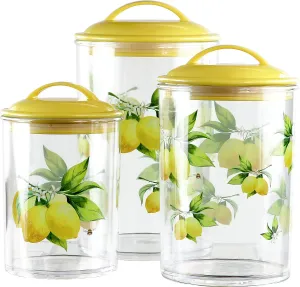 6pc Acrylic Canister Set, Fresh Lemons