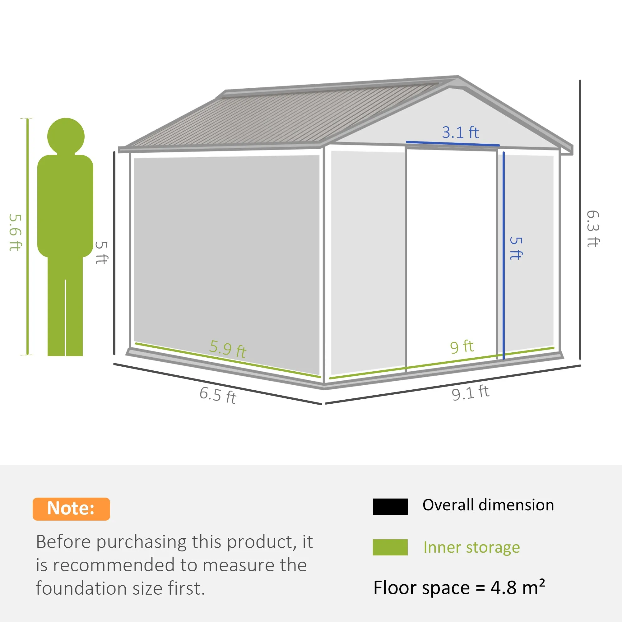 9 x 6ft Garden Metal Storage Shed, Outdoor Storage Tool House with Vents, Foundation and Lockable Double Doors, Brown