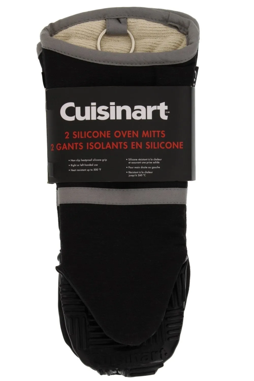 Cuisinart Oven Mitt with Non-Slip Silicone Grip, Heat Resistant to 500&deg; F, Black, 2pk