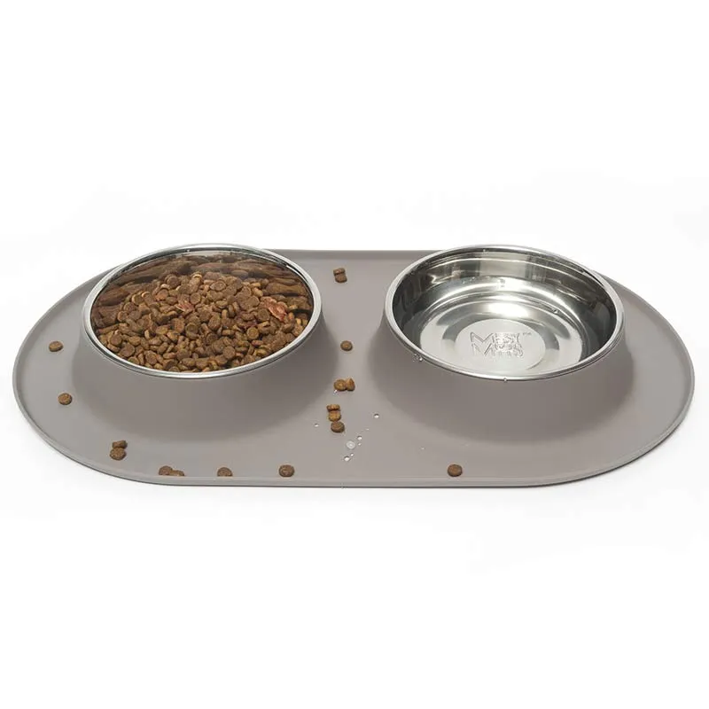 Double Silicone Dog Feeder with Stainless Bowls, Medium, 1.5 Cups Per Bowl