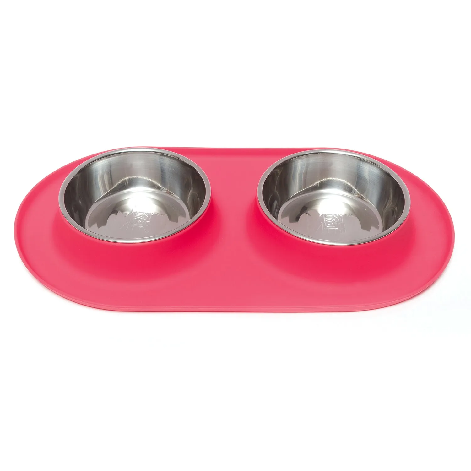 Double Silicone Dog Feeder with Stainless Bowls, Medium, 1.5 Cups Per Bowl