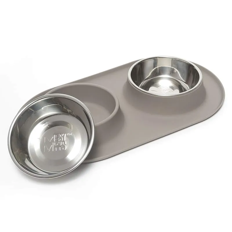 Double Silicone Dog Feeder with Stainless Bowls, Medium, 1.5 Cups Per Bowl