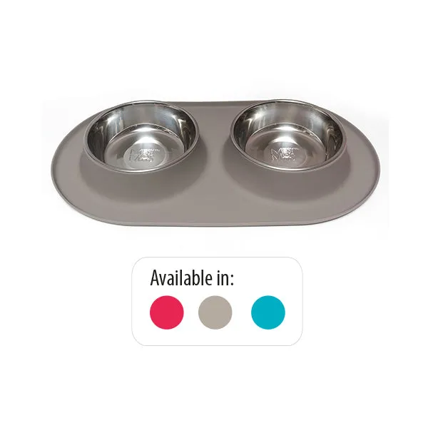 Double Silicone Dog Feeder with Stainless Bowls, Medium, 1.5 Cups Per Bowl