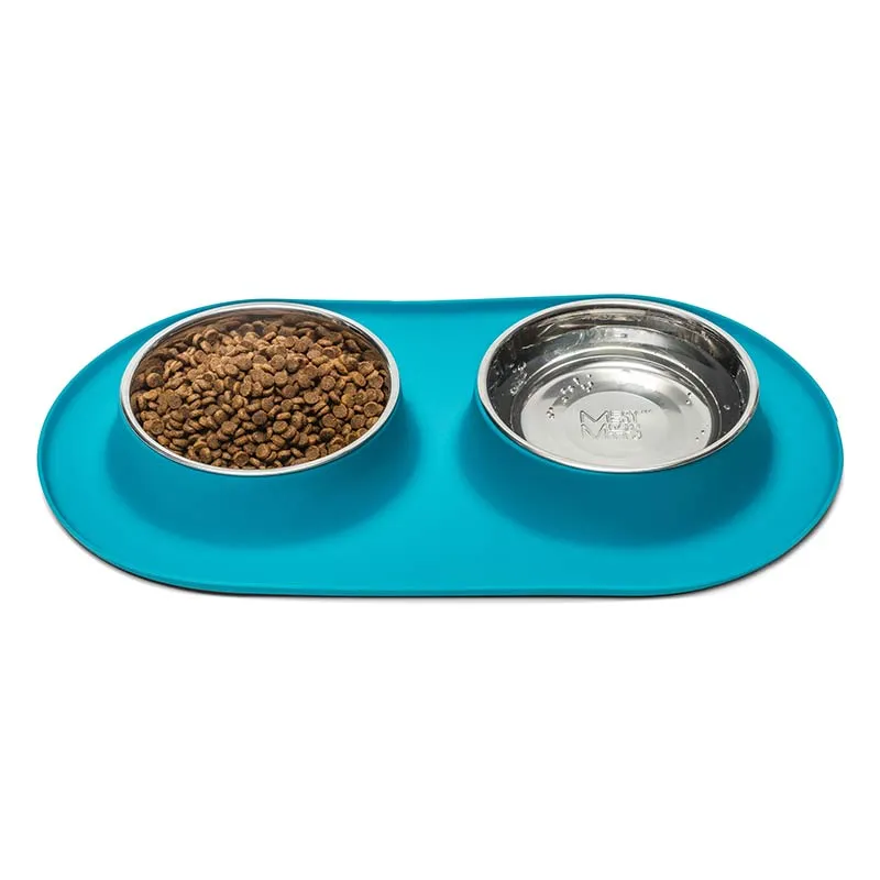 Double Silicone Dog Feeder with Stainless Bowls, Medium, 1.5 Cups Per Bowl