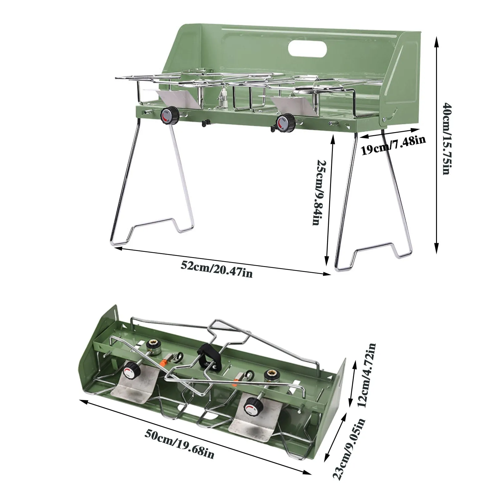 Foldable Portable Camping Double Burner Gas Stove