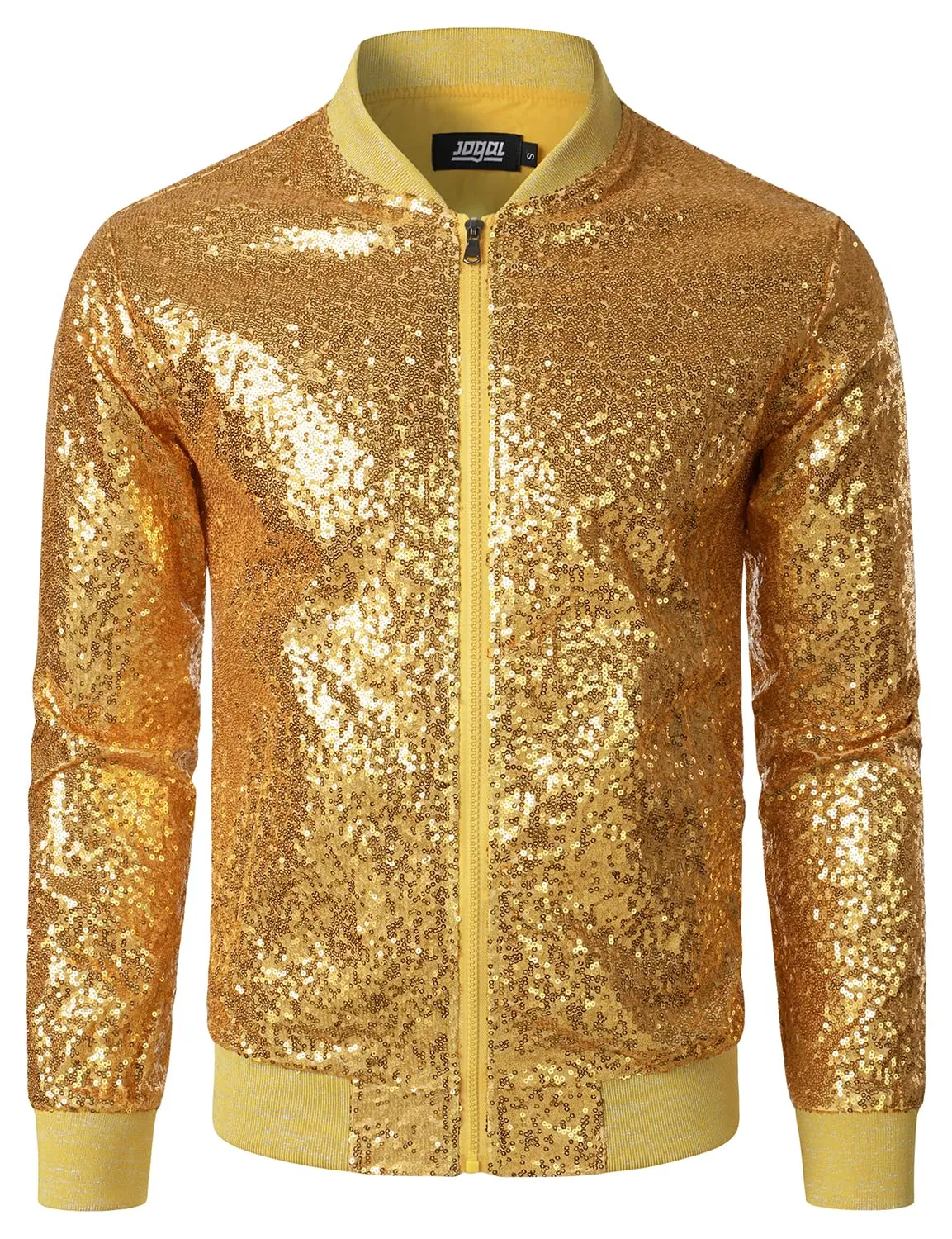 Gold Men's Sequin Long Sleeve Bomber Jacket