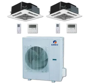 GREE Multi Gen2 Series 24,000 BTU 2-Zone Ceiling Cassette 18K 12K Ductless Mini-Split System