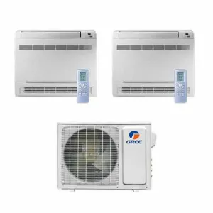 GREE Multi Gen2 Series 24,000 BTU 2-Zone Mini Floor Console 18K 18K Ductless Mini-Split System