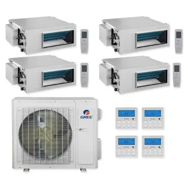 GREE Multi Gen2 Series 36,000 BTU 4-Zone Concealed Duct 9K 9K 9K 18K Ductless Mini-Split System