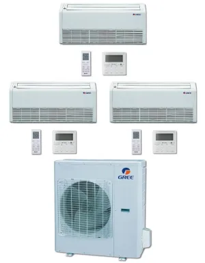 GREE Multi  Ultra Series 36,000 BTU 3-Zone Universal Floor/Ceiling 9K 9K 12K Ductless Mini-Split System