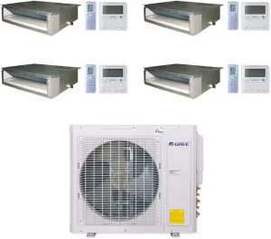 GREE Multi  Ultra Series 36,000 BTU 4-Zone Concealed Duct 9K 9K 9K 18K Ductless Mini-Split System