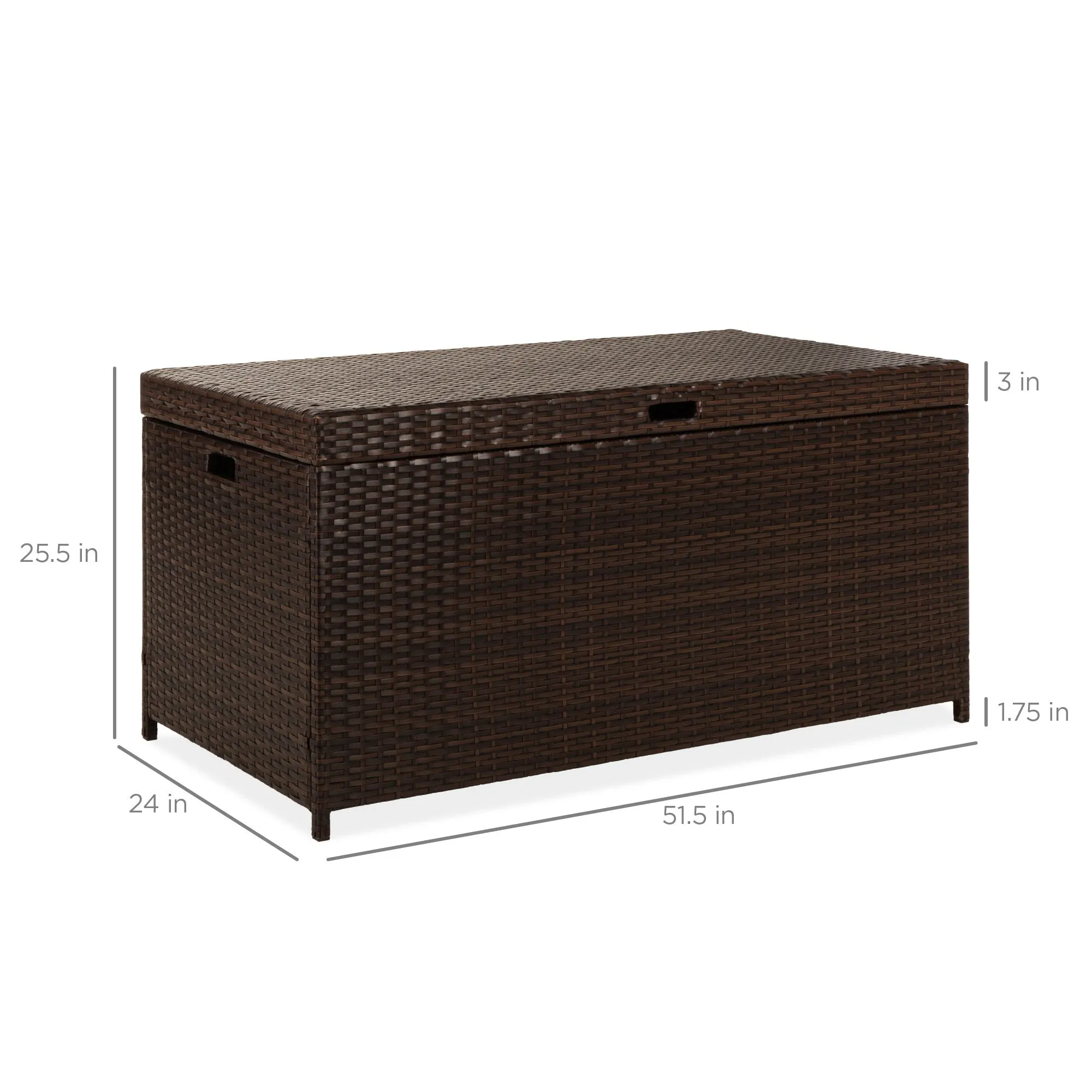 Indoor/Outdoor Wicker Storage Box w/ Steel Frame, Lift-Up Top - 136 Gallons