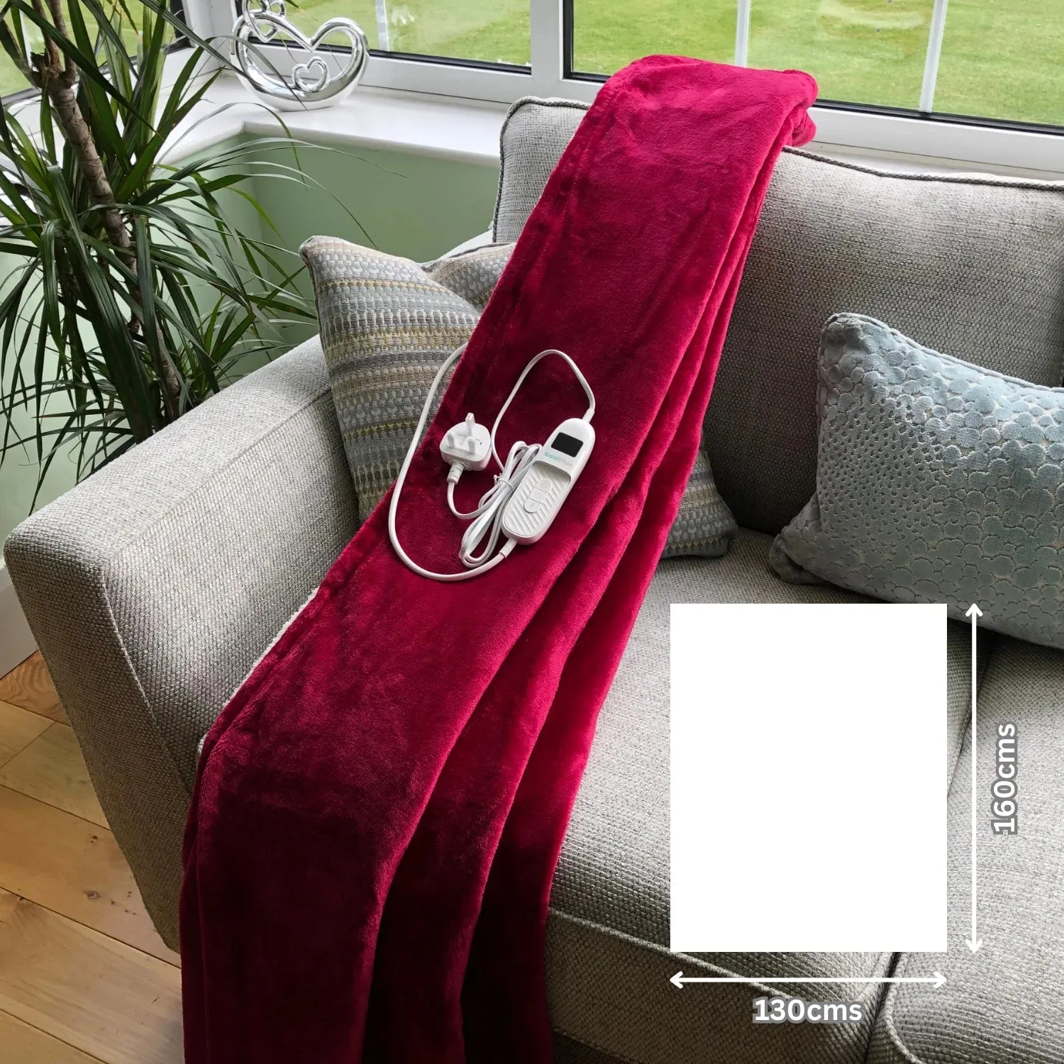 Raspberry Red Electric Heated Sherpa Throw