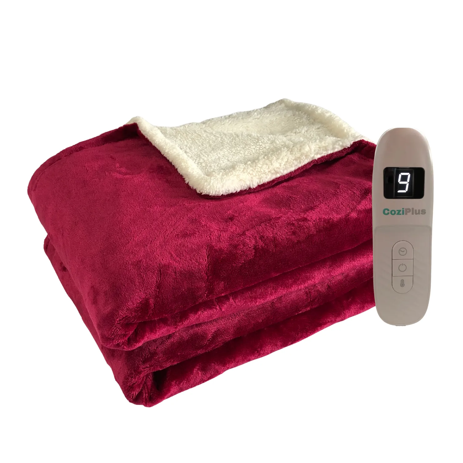 Raspberry Red Electric Heated Sherpa Throw