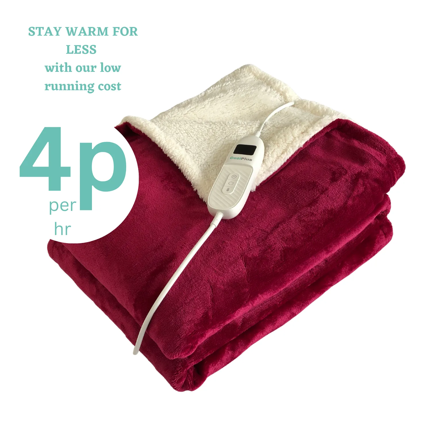 Raspberry Red Electric Heated Sherpa Throw