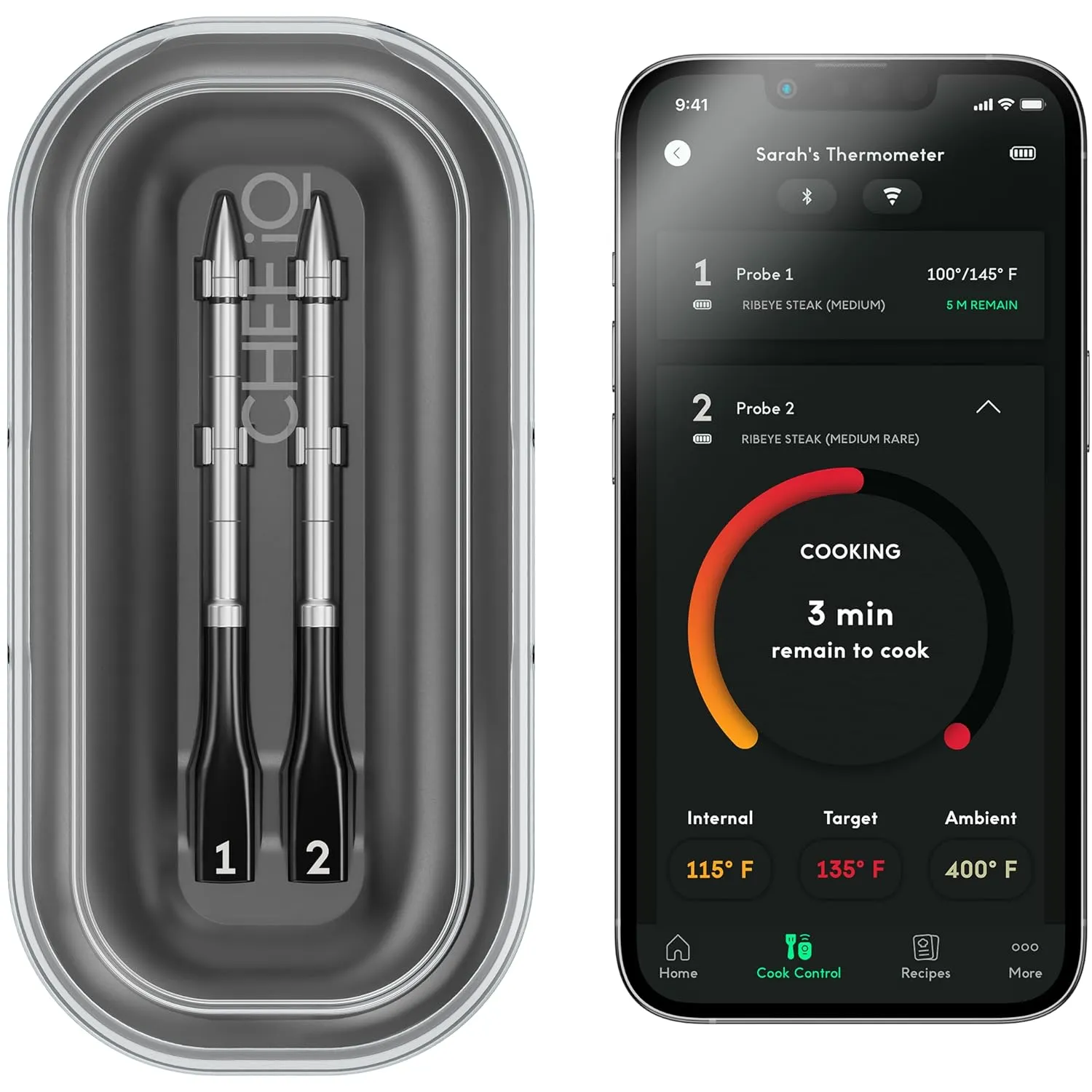 Smart Wireless Meat Thermometer with 2 Ultra-Thin Probes