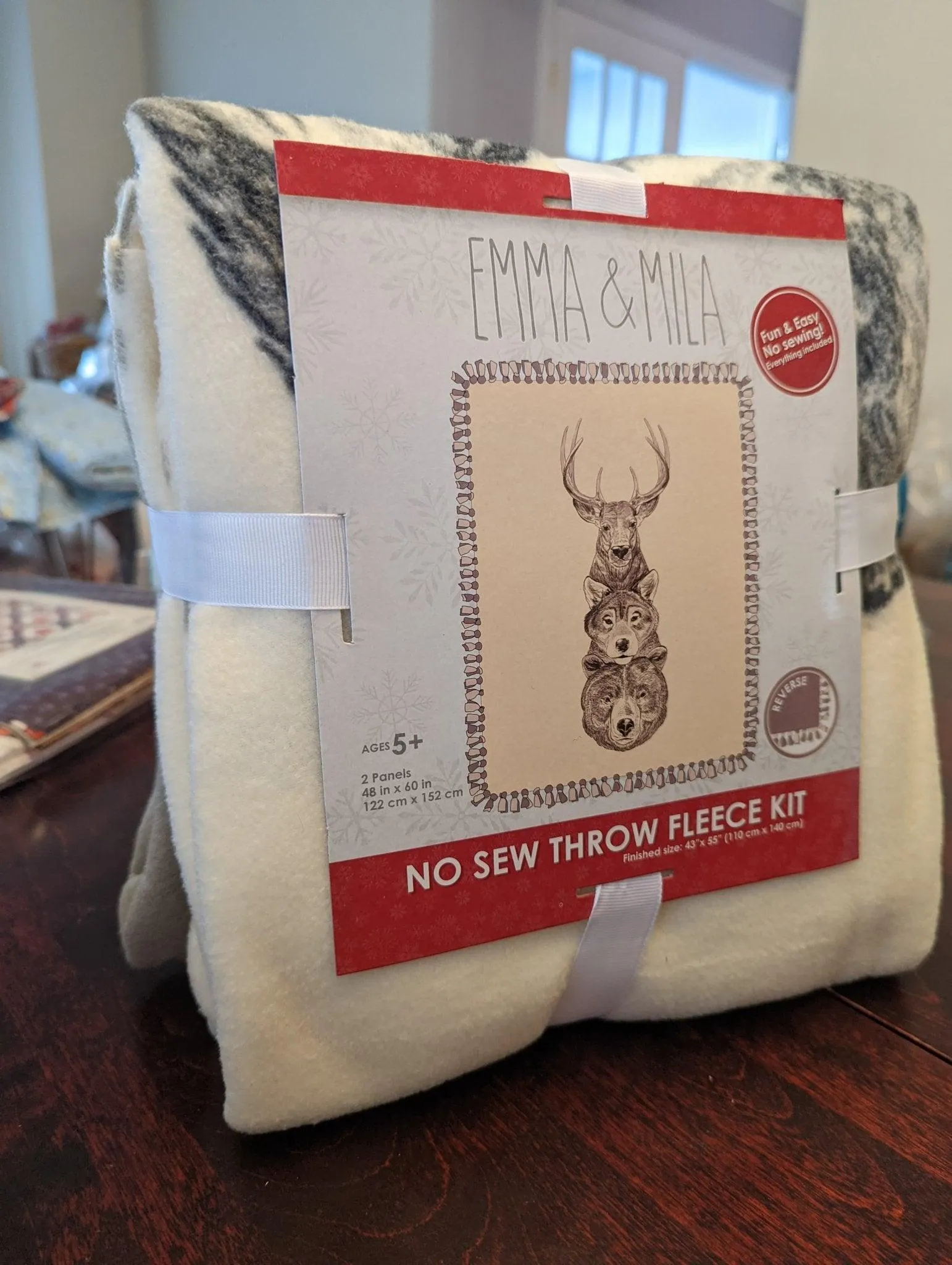 The Hudson No Sew  Fleece Throw Kit, Stag, Wolf and Bear