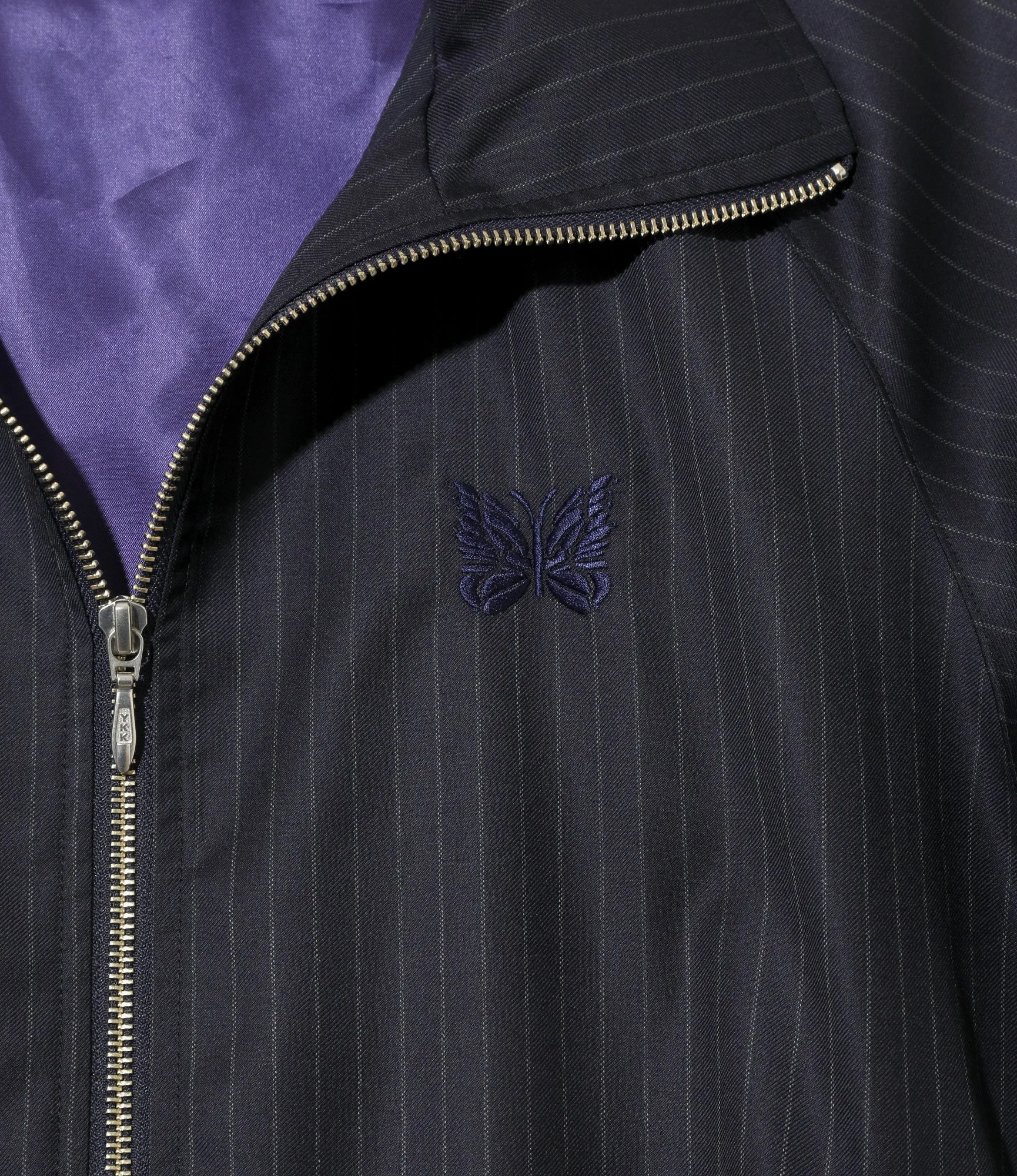 Track Jacket – Navy Striped Viyella Wool