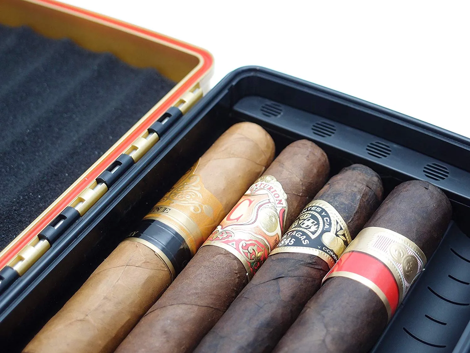 Waterproof Cigar Travel Humidor for 10 Cigars - Integrated Hygrometer and Humidifier Included - 2 Trays