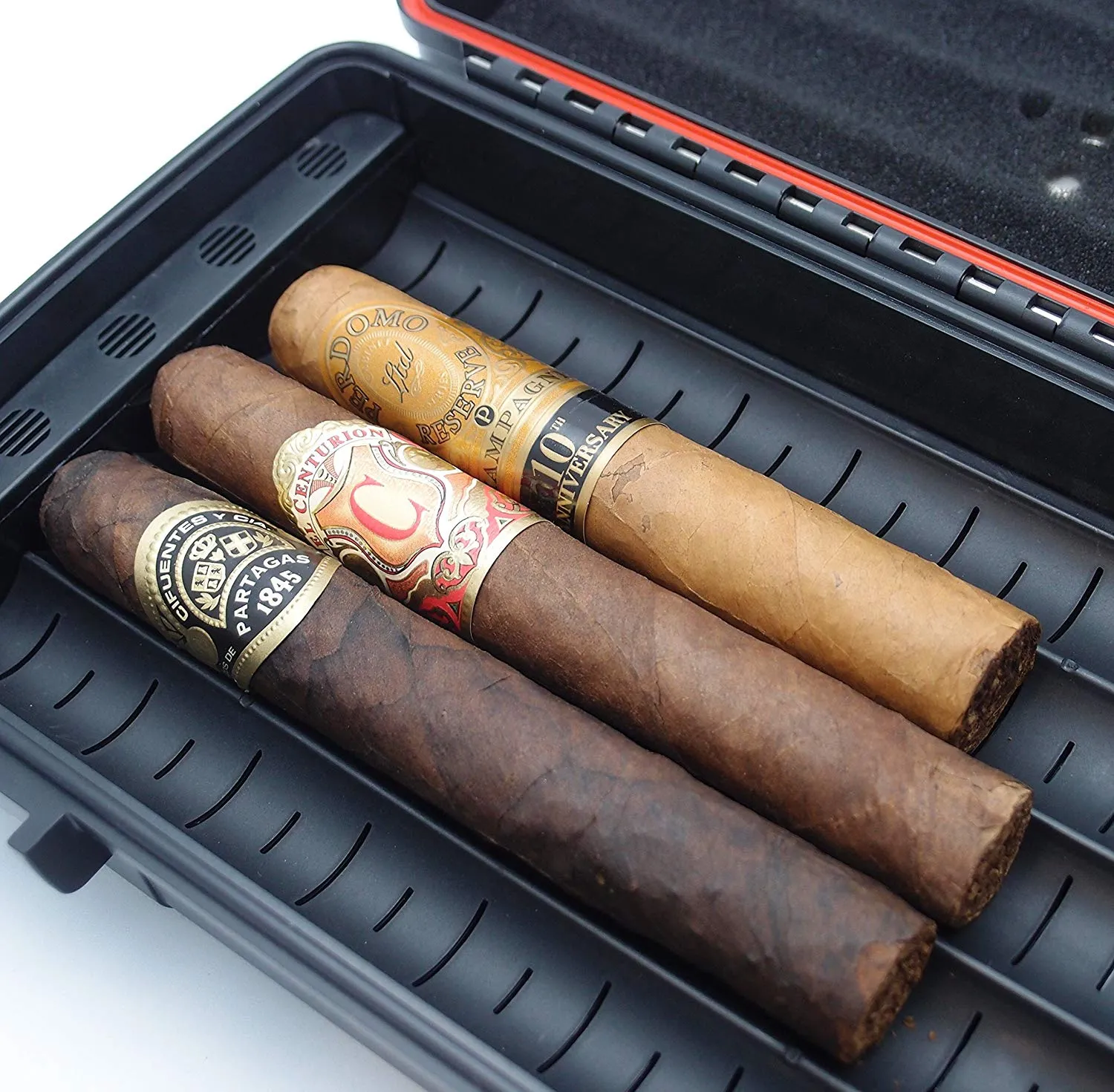 Waterproof Cigar Travel Humidor for 10 Cigars - Integrated Hygrometer and Humidifier Included - 2 Trays